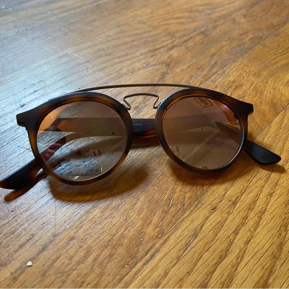 Ray-Ban round double bridge brown sunglasses